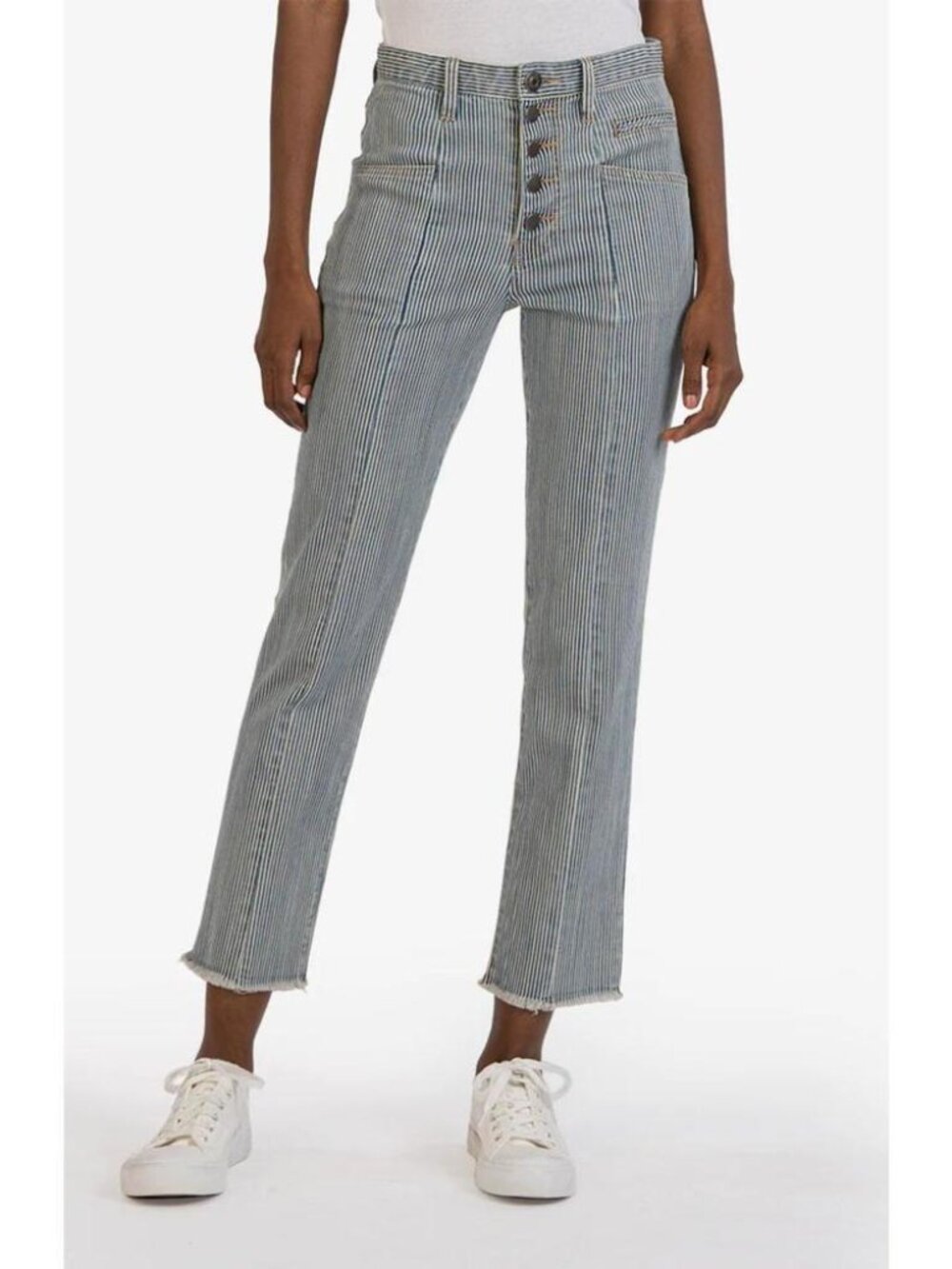 KUT from the Kloth Reese High Rise Ankle Straight Striped Jeans Size 4